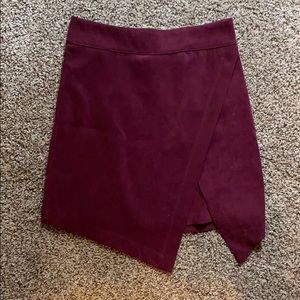 Faux suede wine envelope skirt